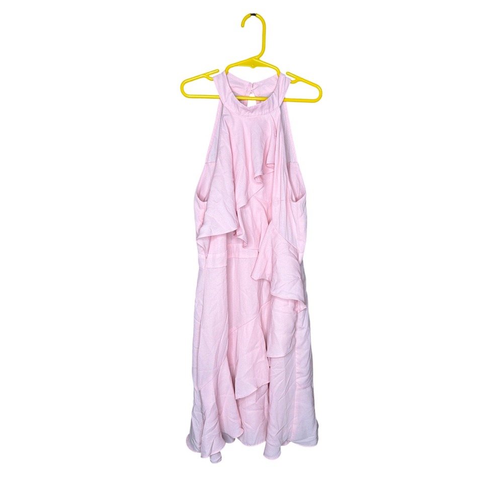 GB Girls Pink Ruffle Halter Neck Asymmetrical Party Dress Size 14